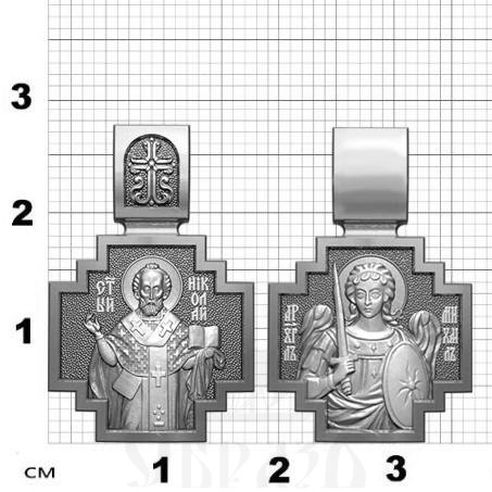 нательная икона свт. николай чудотворец архиеписком мирликийский, серебро 925 проба с родированием (арт. 06.080р)