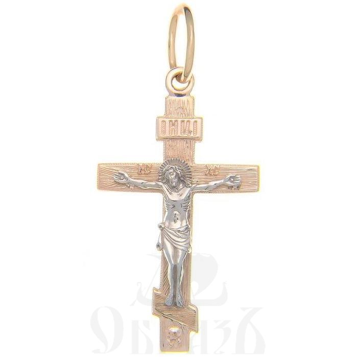 золотой восьмиконечный крест с молитвой "спаси и сохрани", 585 проба желтого и белого цвета (арт. п10111-з5жб)