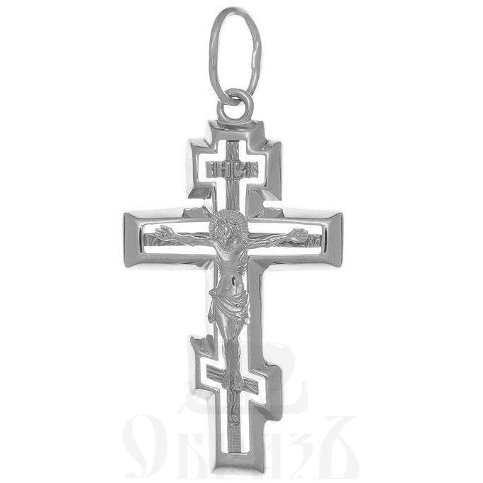 золотой восьмиконечный крест с молитвой "спаси и сохрани", 585 проба белого цвета (арт. п10154-з5б)