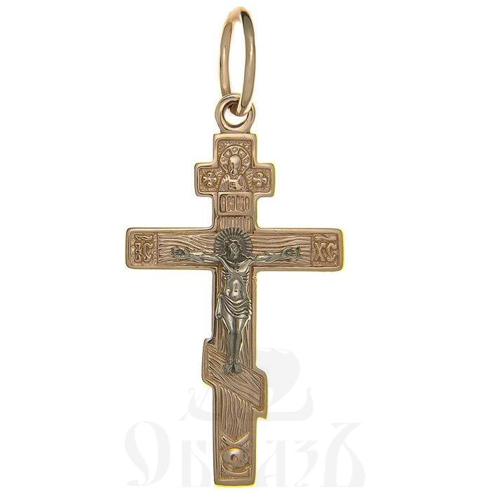 золотой крест с молитвой "спаси и сохрани", 585 проба красного и белого цвета (арт. п10036-з5кб)