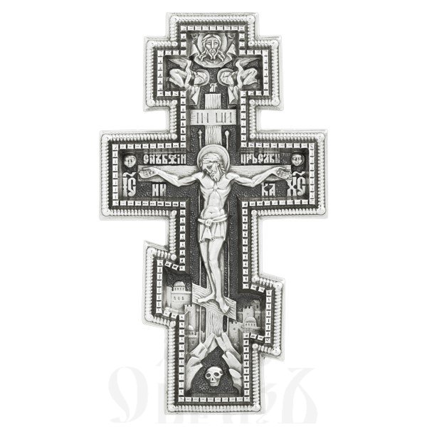 крест «распятие. молитва «да воскреснет бог», золото 585 проба белое (арт. 201.529-3)