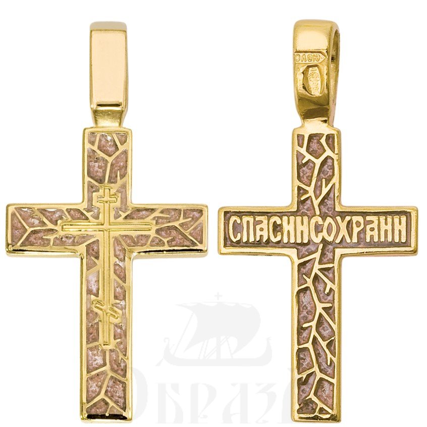 крест «спаси и сохрани», серебро 960 проба с золочением и эмалью (ювелия 01.043)