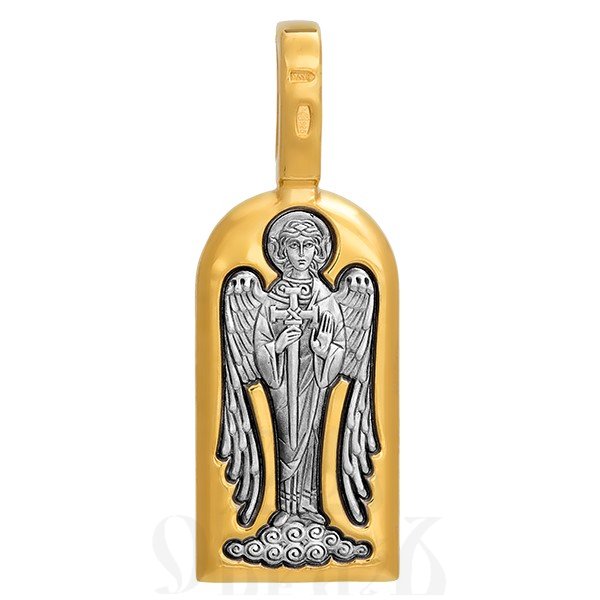 образок «святая блаженная ксения петербургская. ангел хранитель», серебро 925 проба с золочением (арт. 102.126)